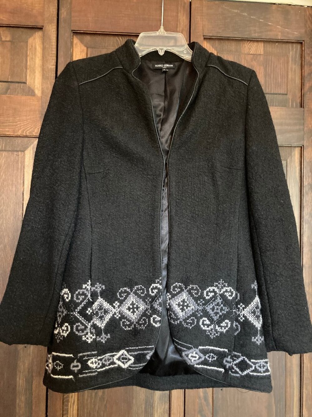 Mario Serrani Italy Black Wool Rayon Embroidered Jacket Size S